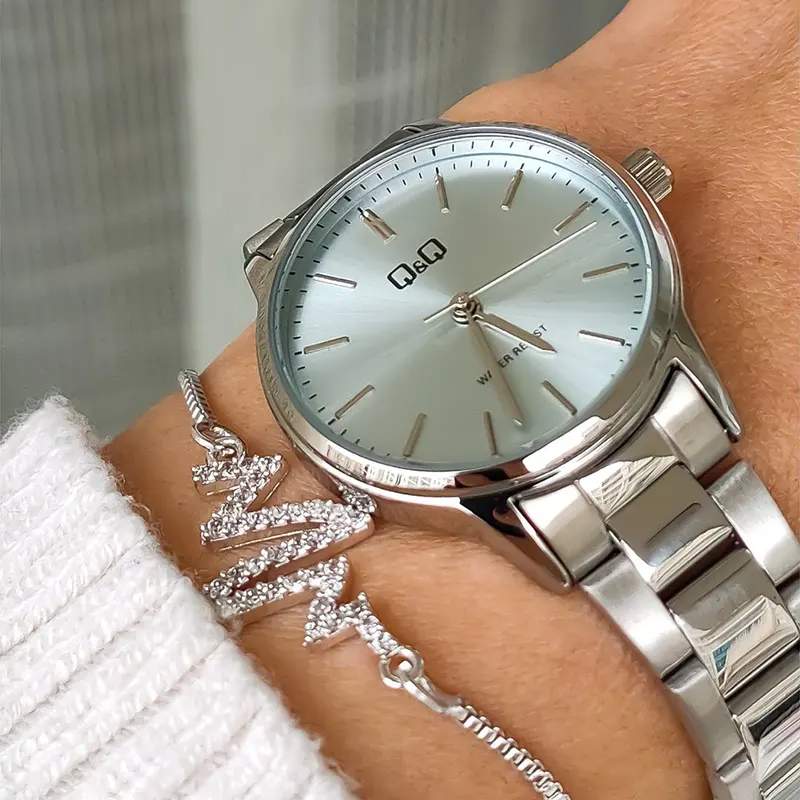 Q&Q Light Blue Dial Quartz Ladies Watch- Q969J222Y